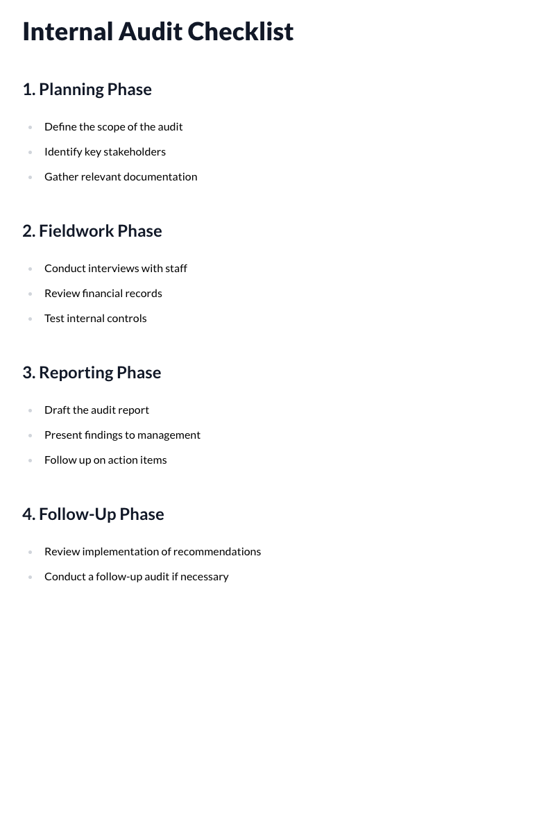 Internal Audit Checklist Template