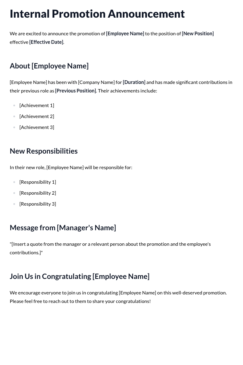 Internal Promotion Template