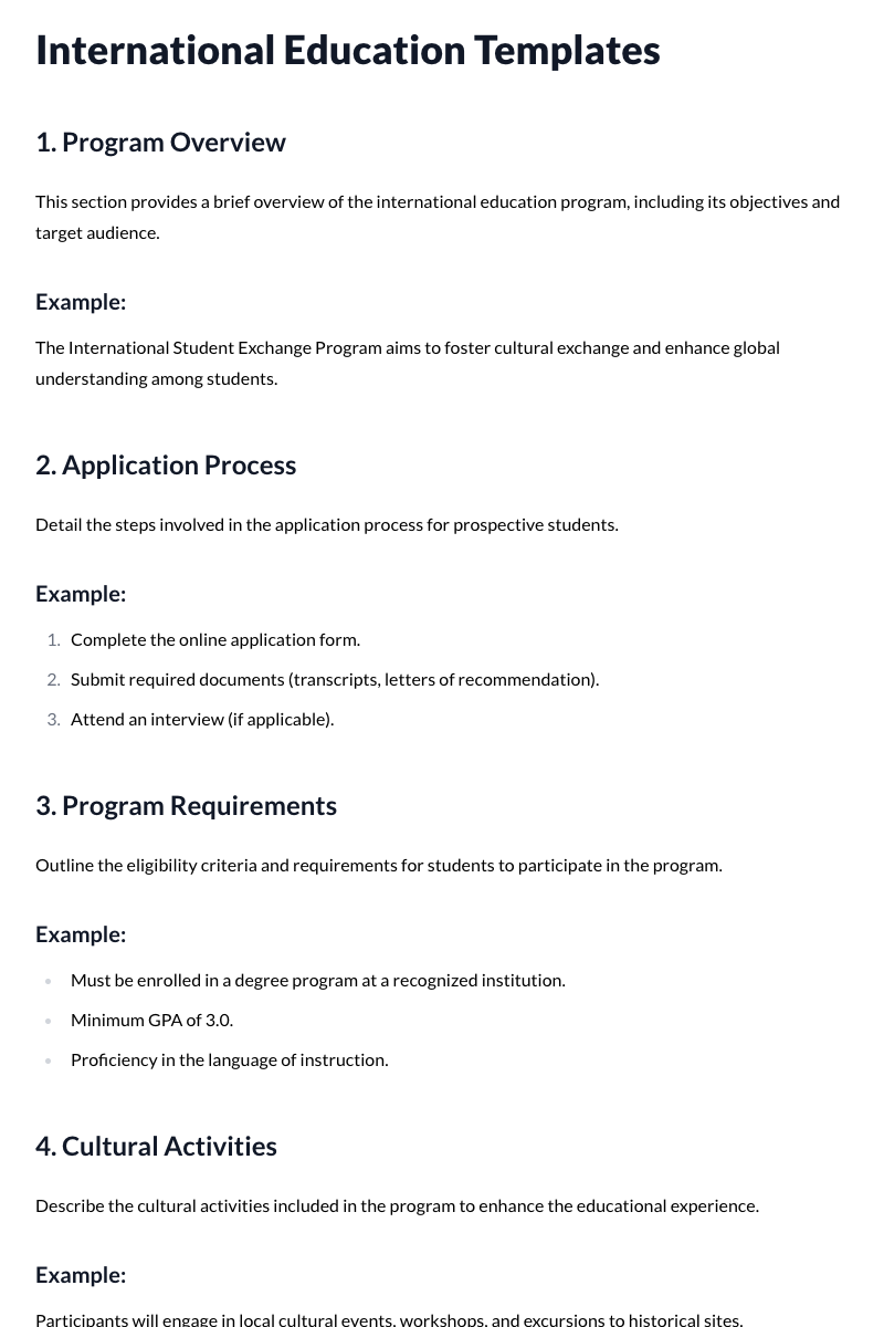 International Education Templates