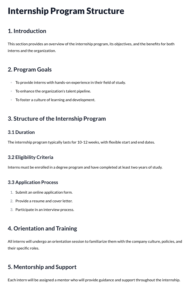 Internship Program Structure Template