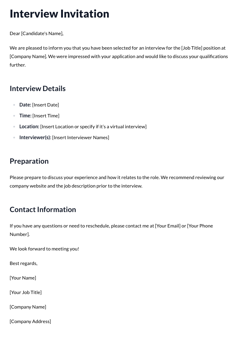 Interview Invitation Template (Initial)