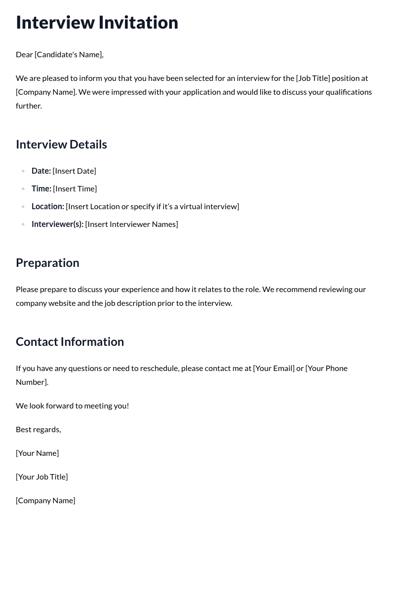 Interview Invitation Template