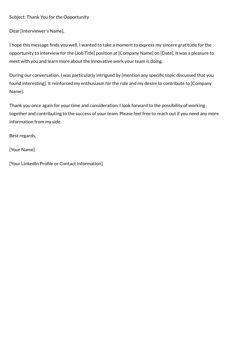 Interview Thank You Email