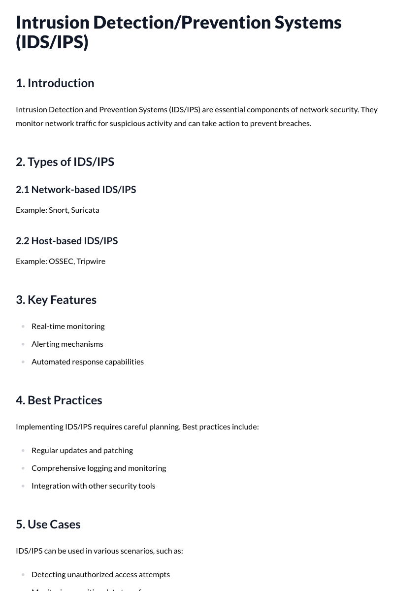 Intrusion Detection/Prevention Systems (IDS/IPS)