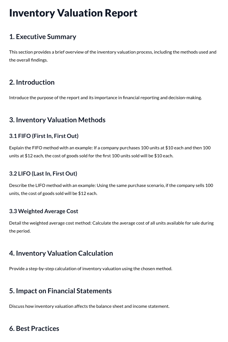 Inventory Valuation Reports