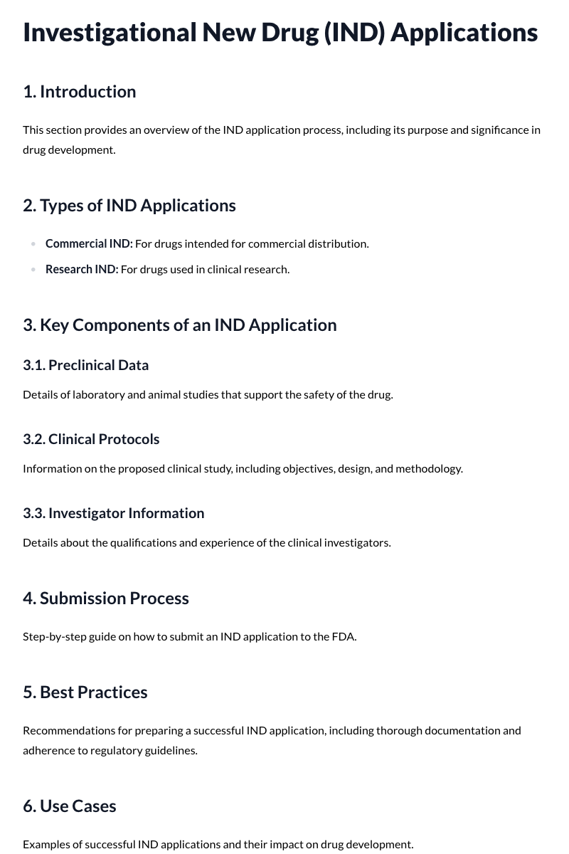 Investigational New Drug (IND) Applications