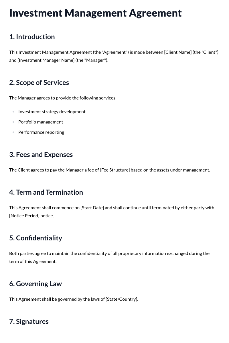 Investment Management Agreements