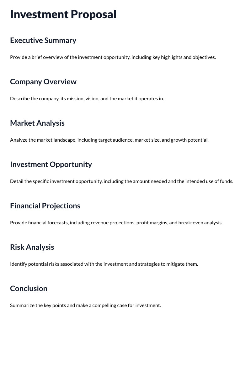 Investment Proposal Template