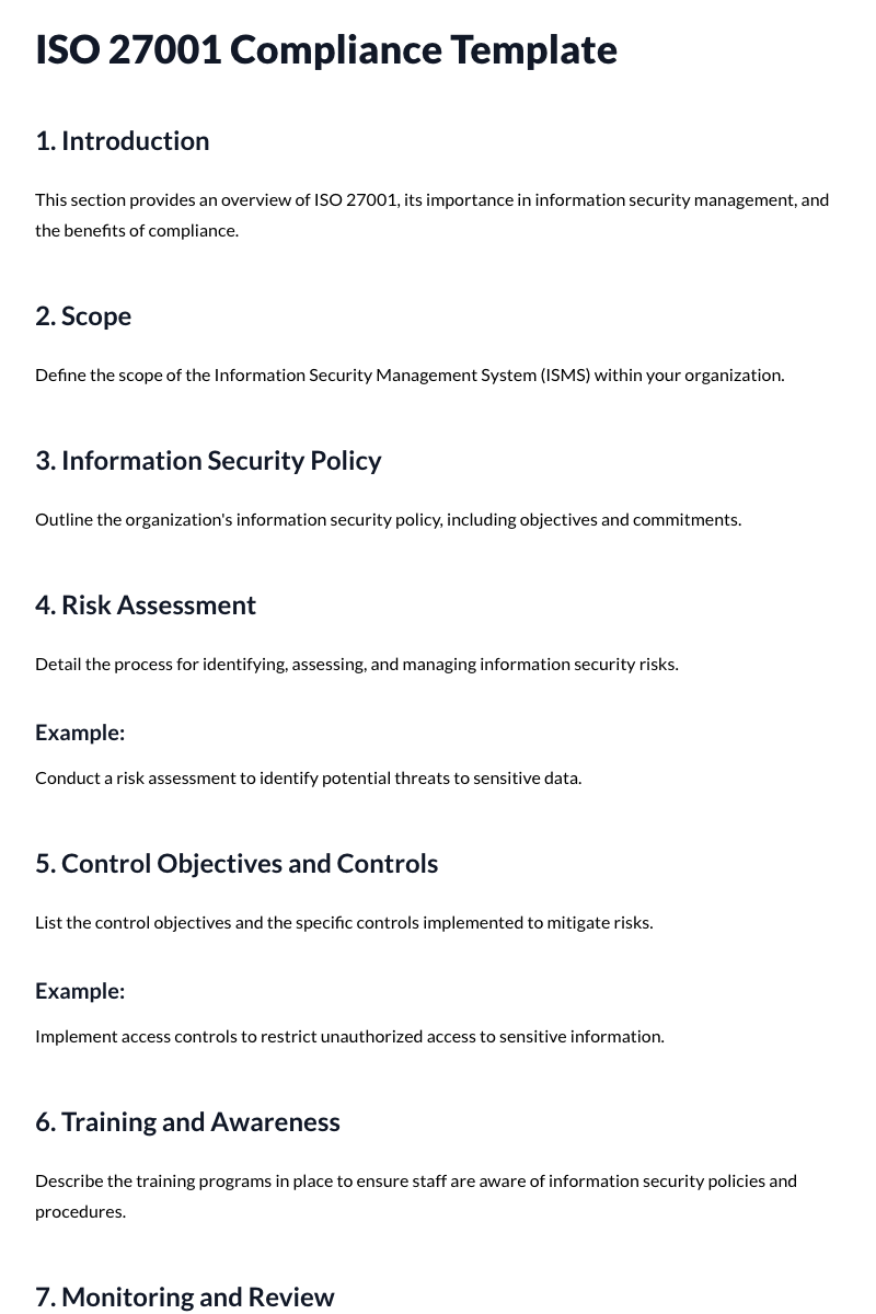 ISO 27001 Compliance Template