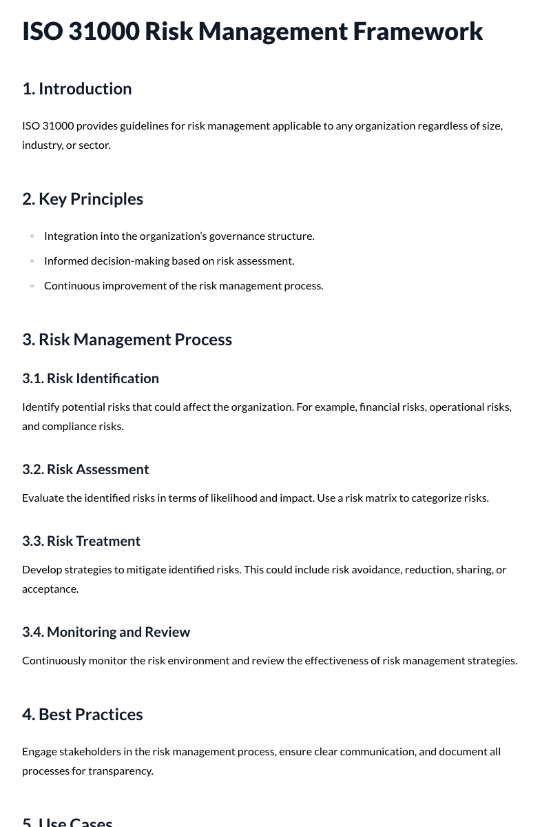 ISO 31000 Risk Management Framework