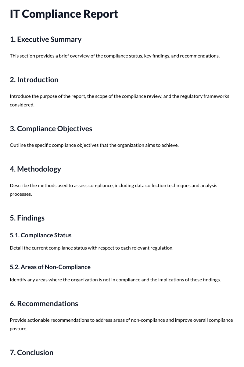 IT Compliance Report Template