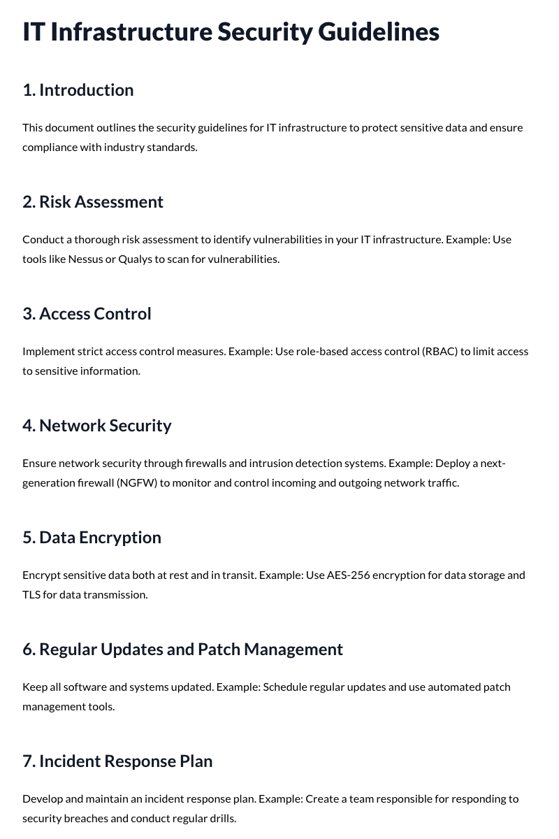 IT Infrastructure Security Guidelines Template