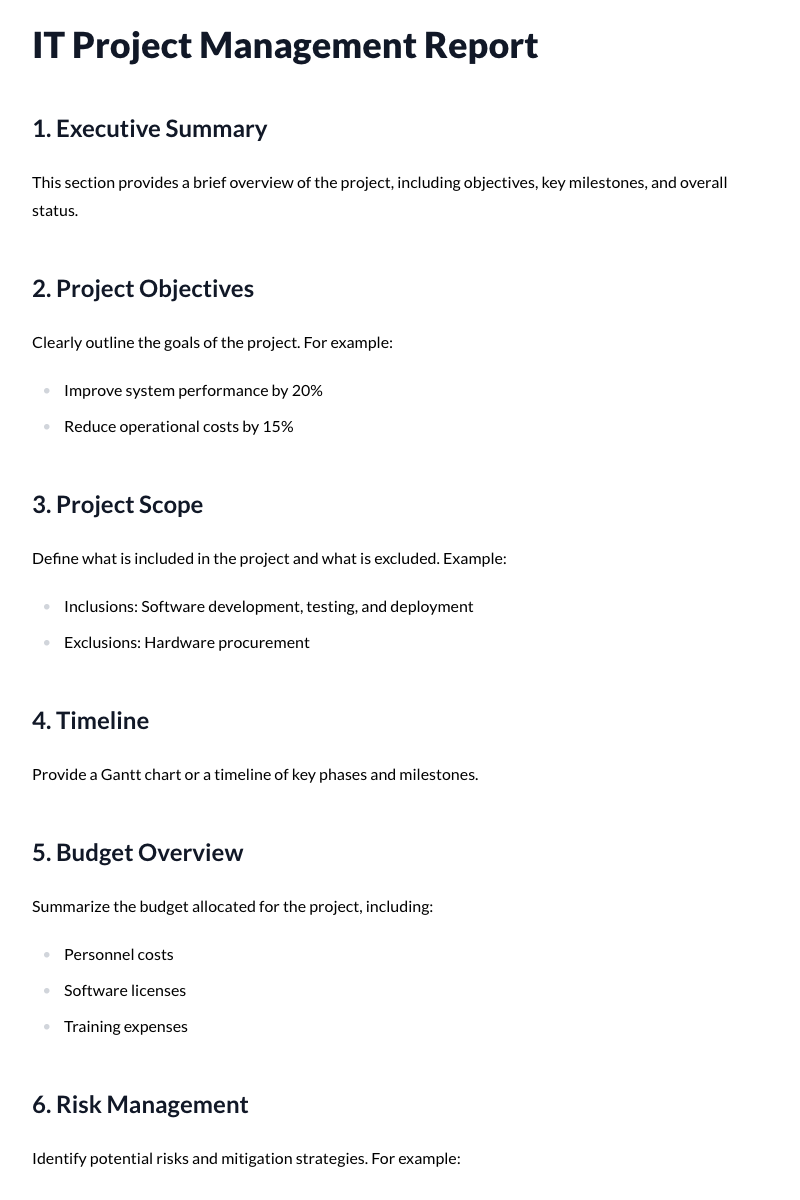 IT Project Management Reports