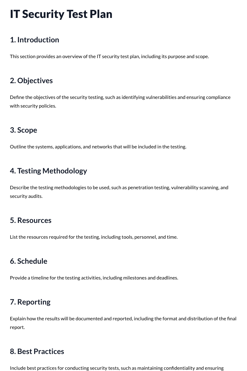 IT Security Test Plan Template