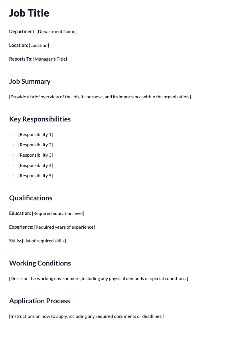 Job Description Template (General)