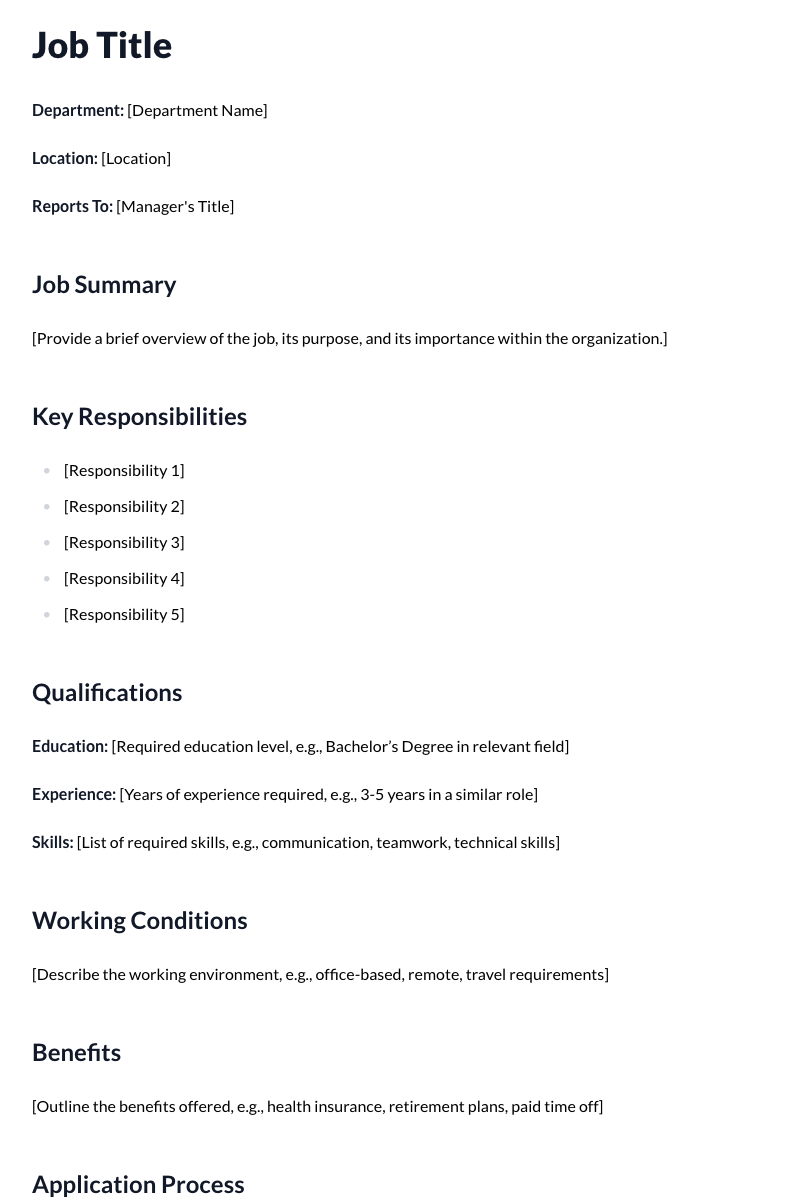 Job Description Template
