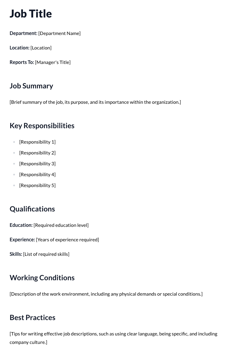 Job Descriptions Template
