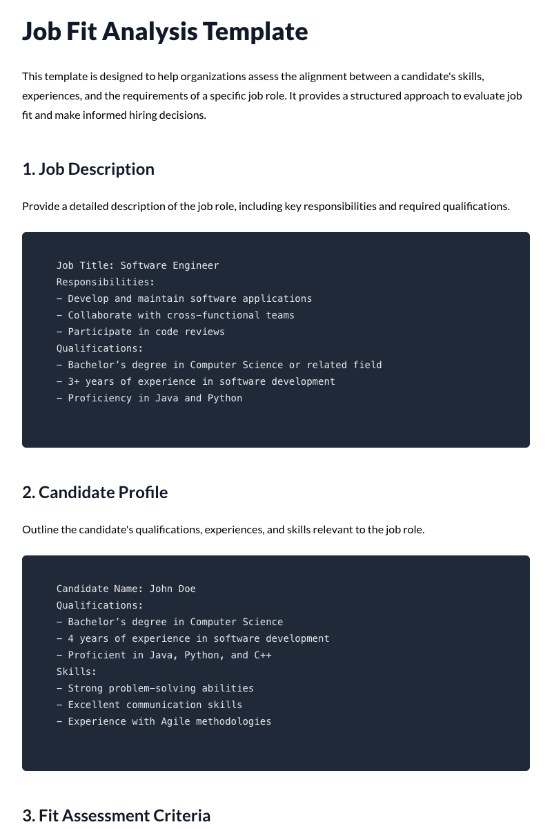 Job Fit Analysis Template