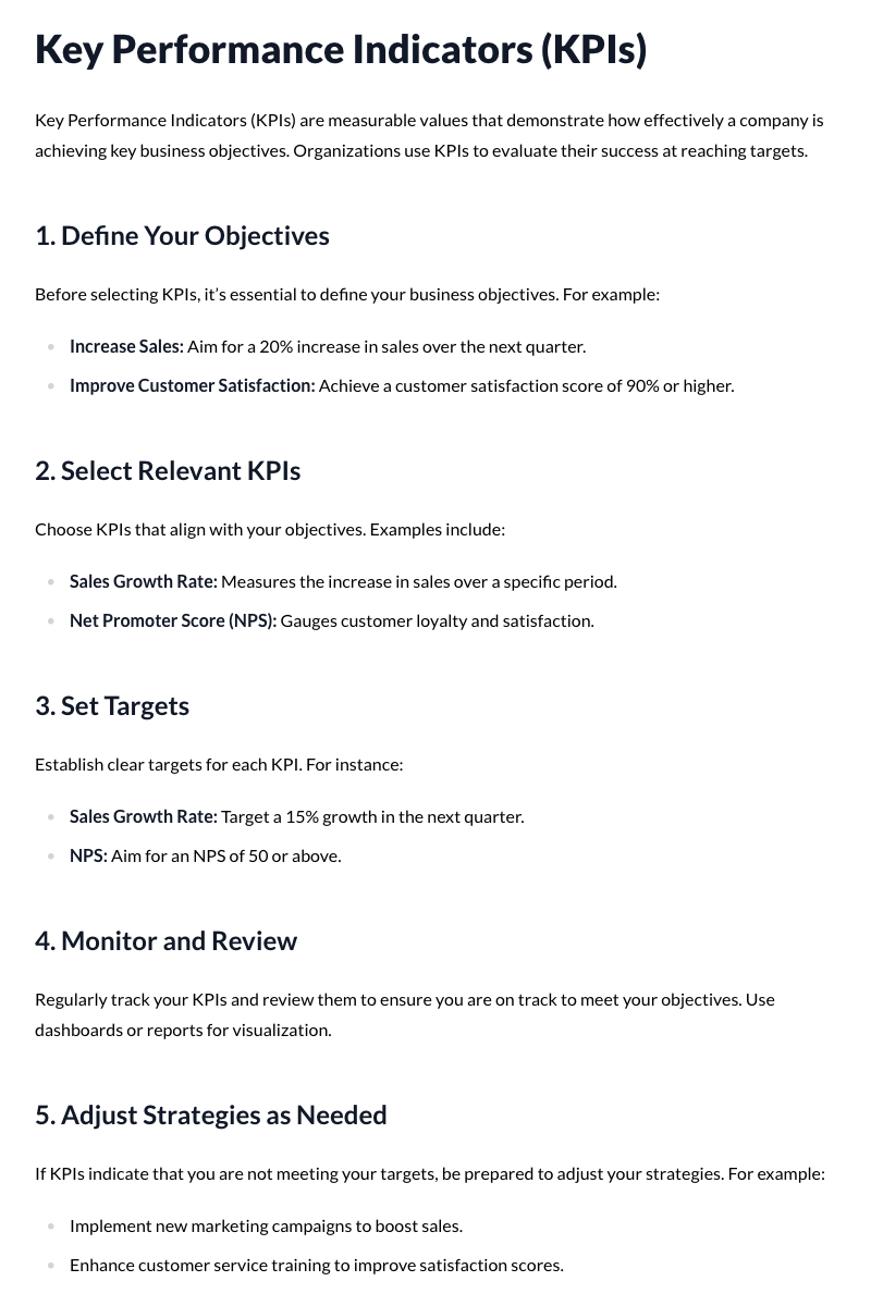 Key Performance Indicators (KPIs) Template