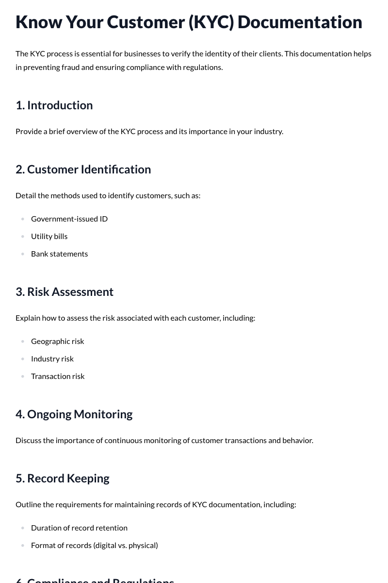 Know Your Customer (KYC) Documentation