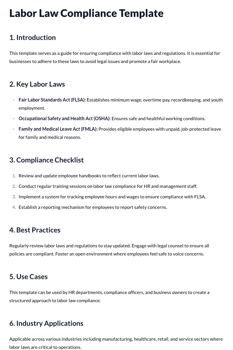 Labor Law Compliance Template