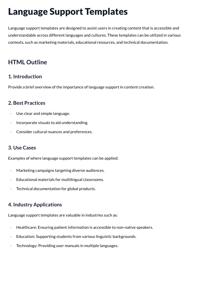 Language Support Templates