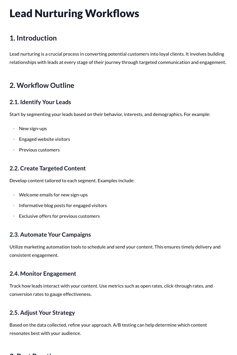 Lead Nurturing Workflows