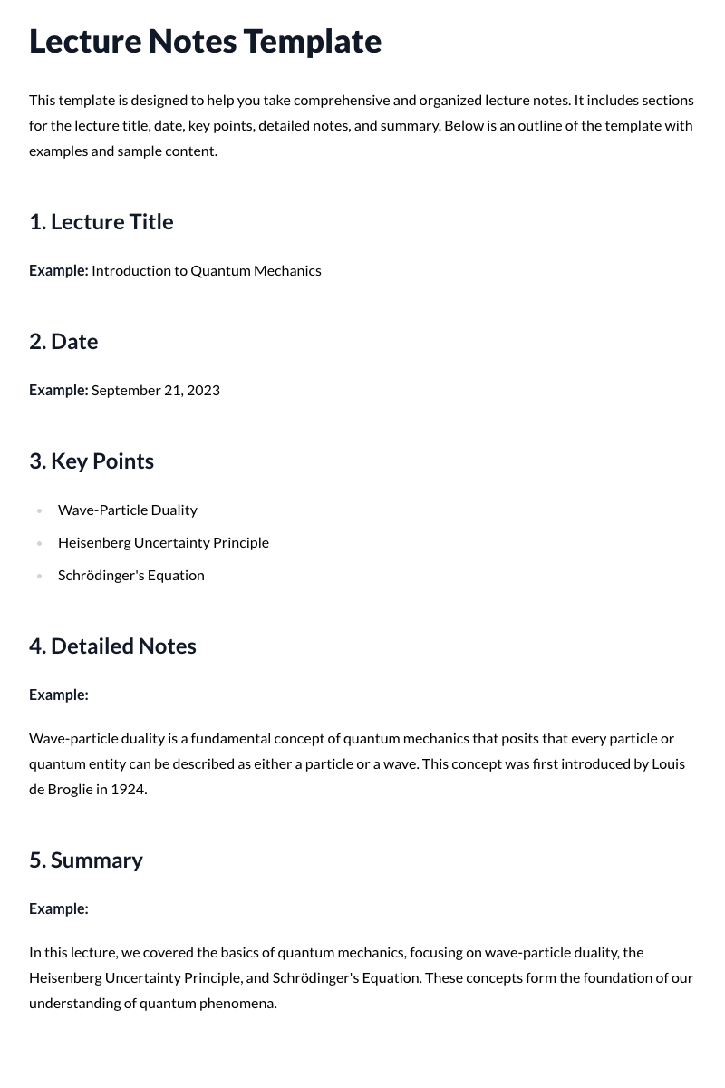 Lecture Notes Template