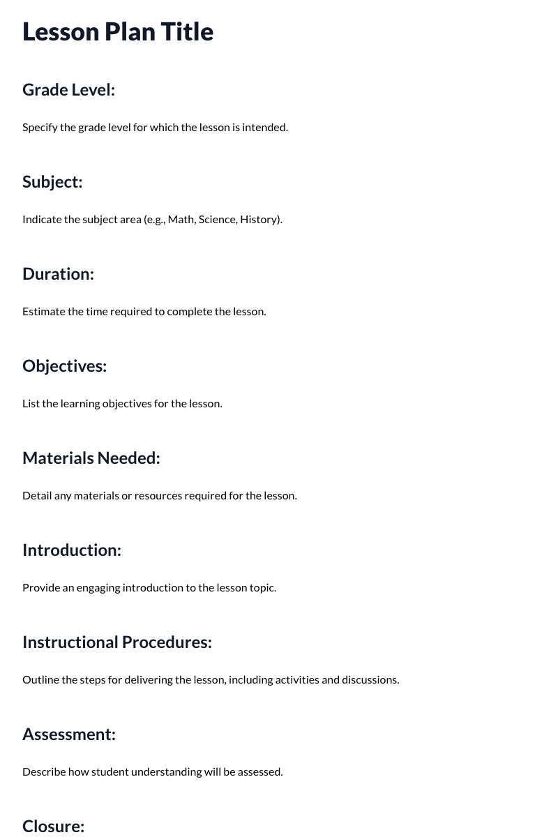 Lesson Plan Template