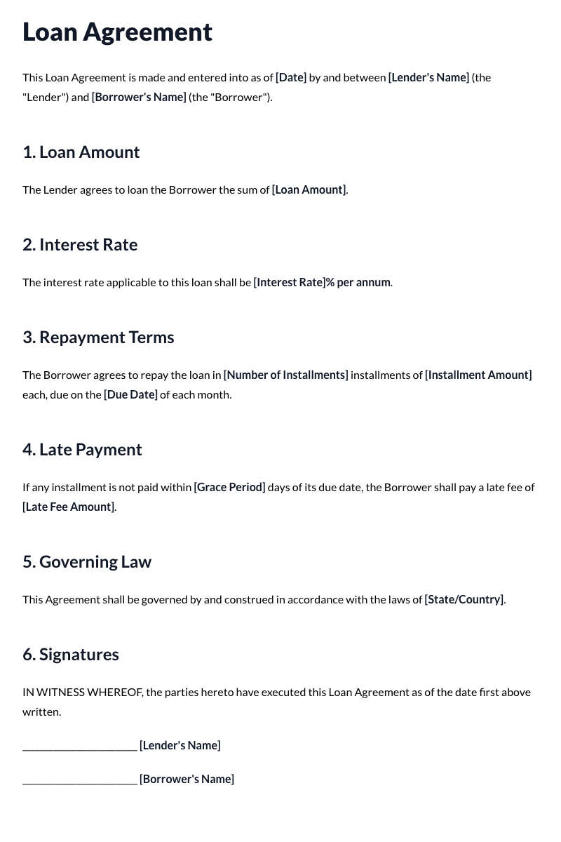 Loan Agreement Template