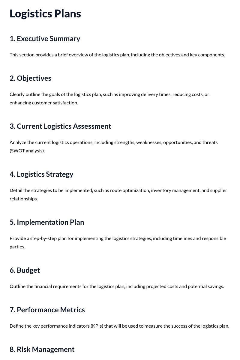 Logistics Plans