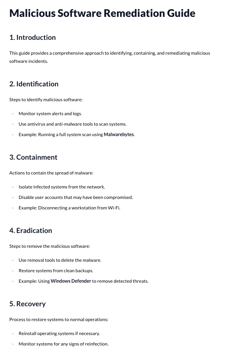 Malicious Software Remediation Guide Template