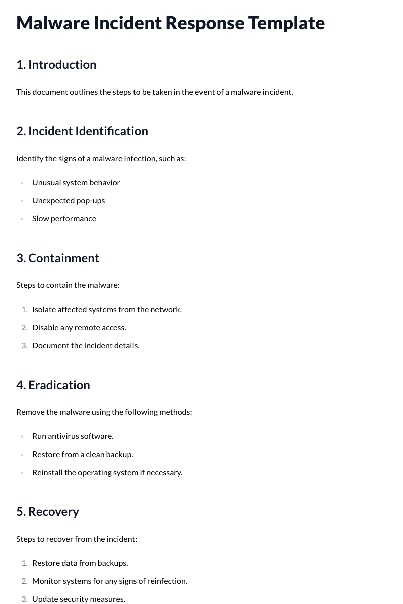 Malware Incident Response Template