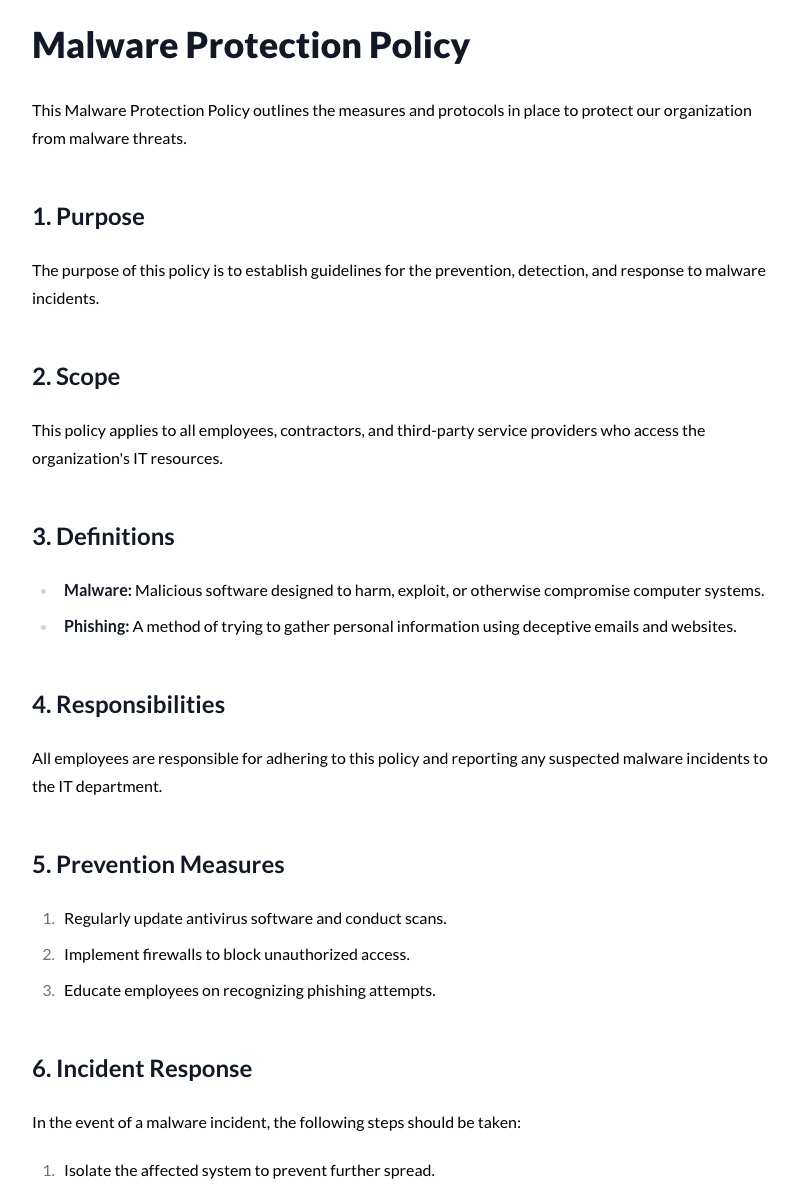 Malware Protection Policy Template