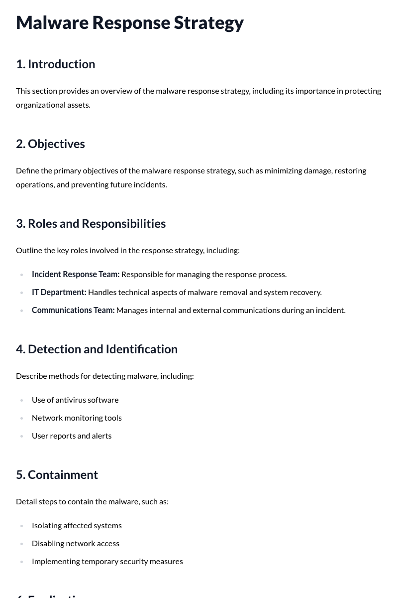 Malware Response Strategy Template