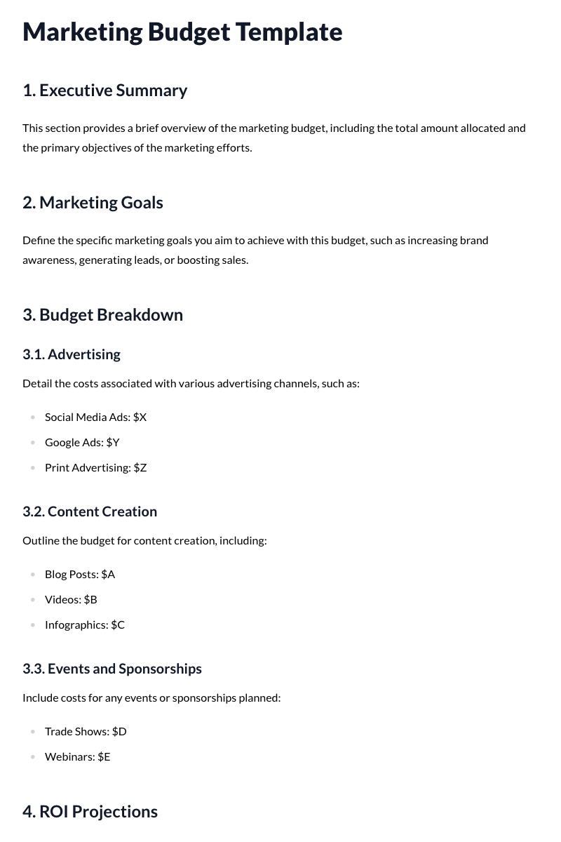 Marketing Budget Template
