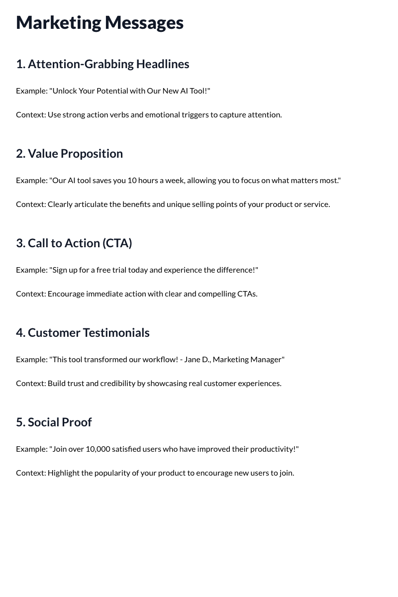 Marketing Messages Template