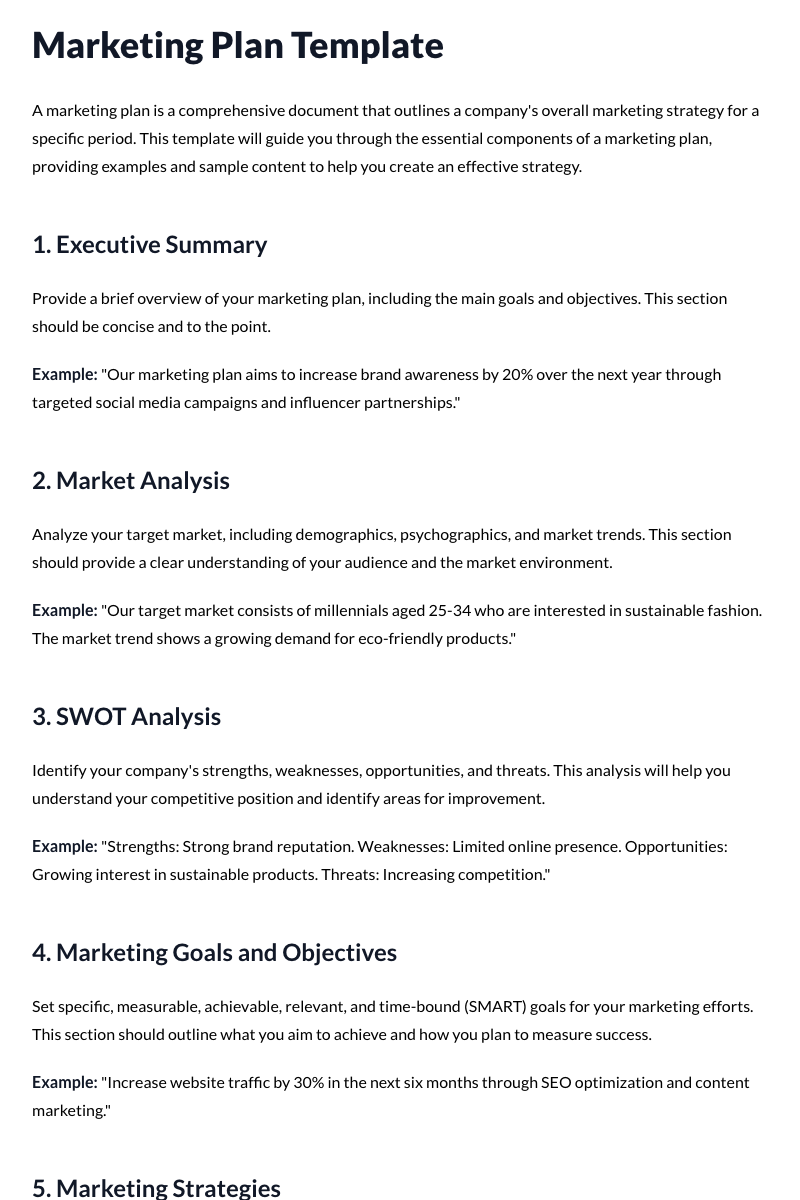 Marketing Plan Template