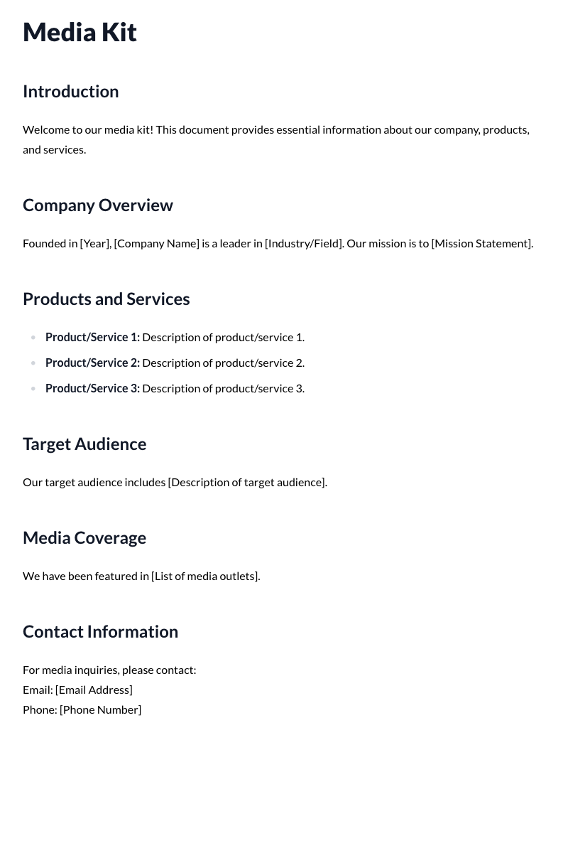 Media Kit Template