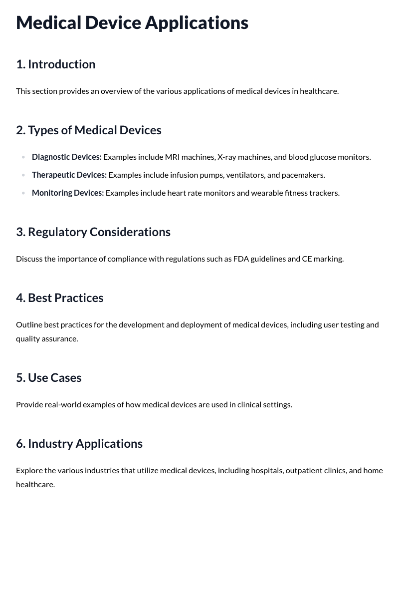 Medical Device Applications