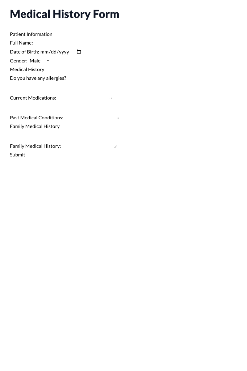 Medical History Forms