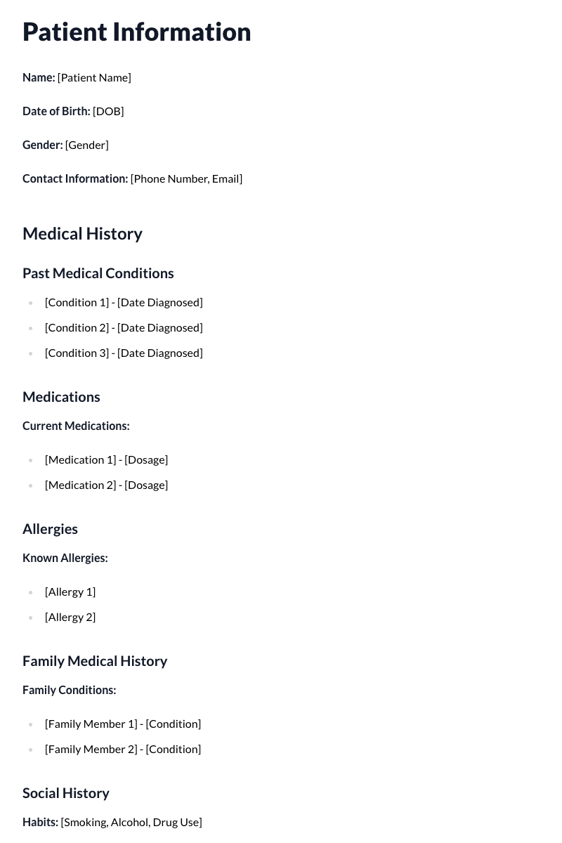 Medical History Template