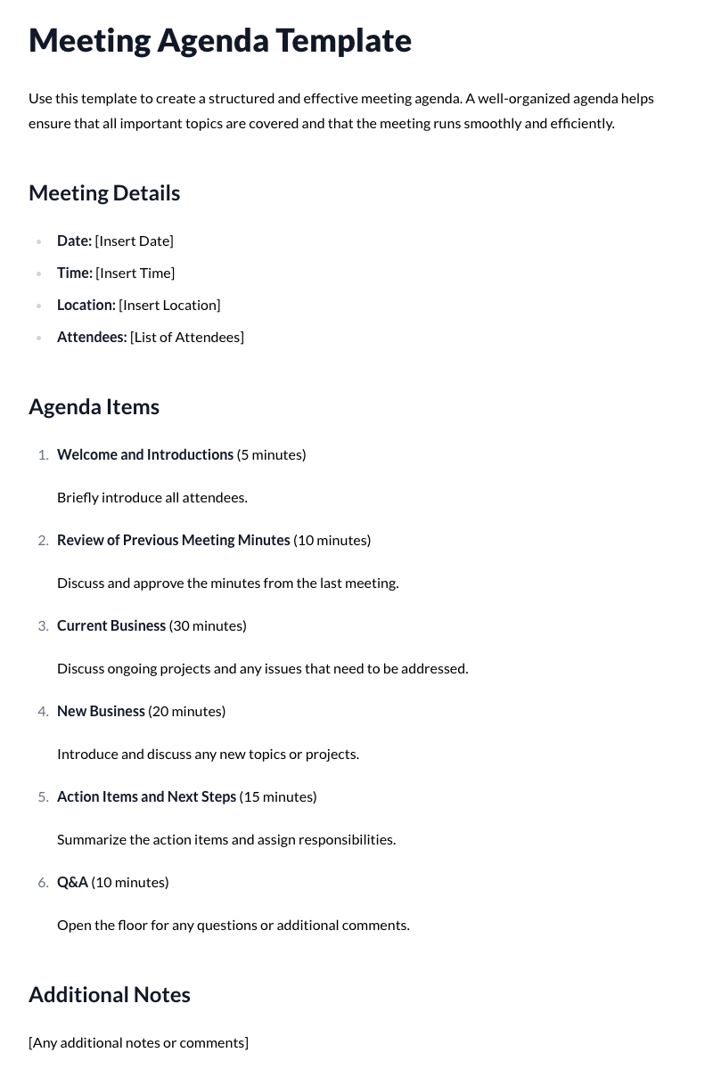 Meeting Agenda Template