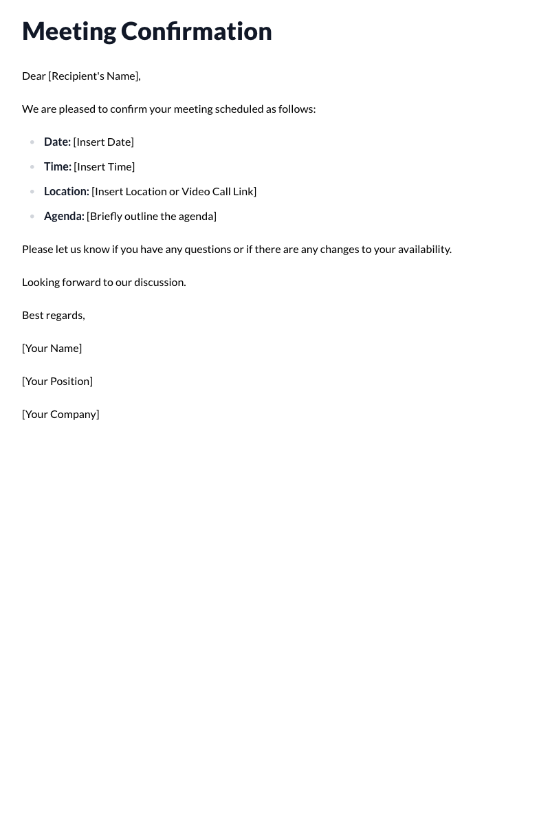 Meeting Confirmation Email