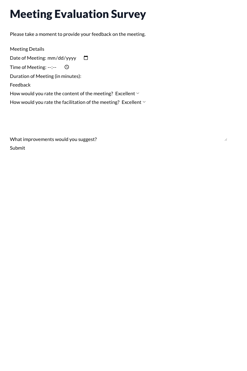 Meeting Evaluation Survey Template