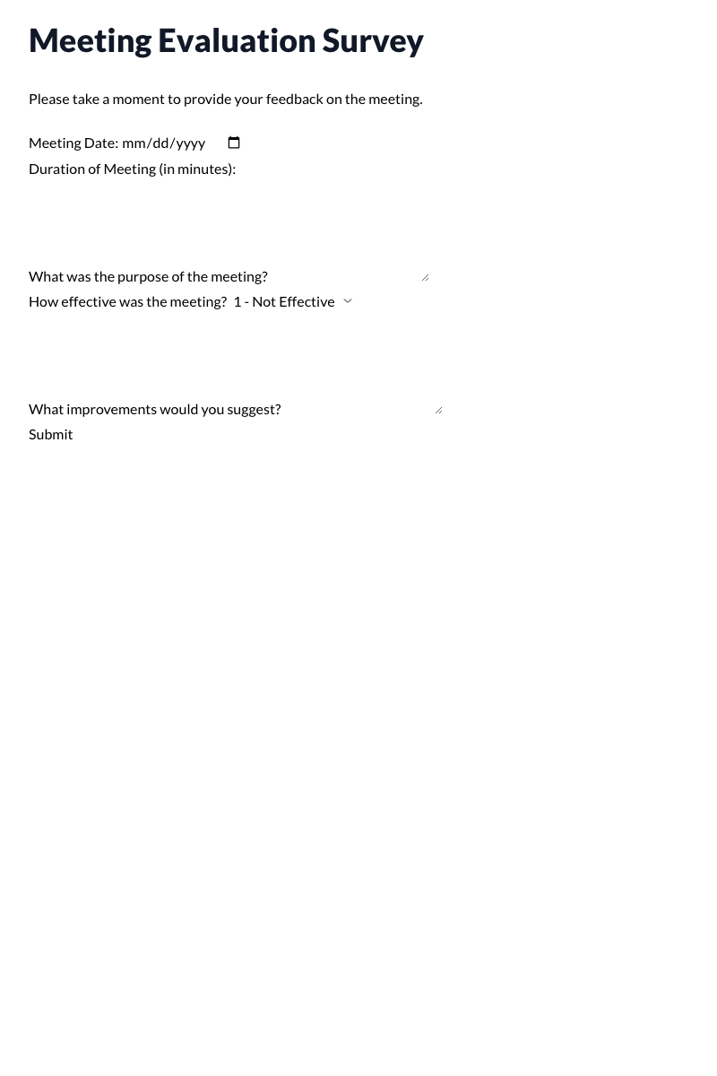 Meeting Evaluation Survey