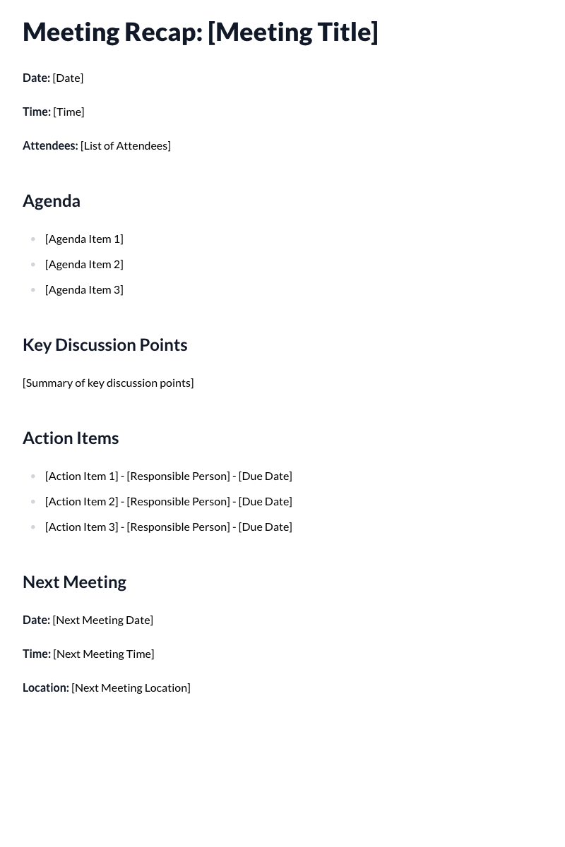 Meeting Recap Email