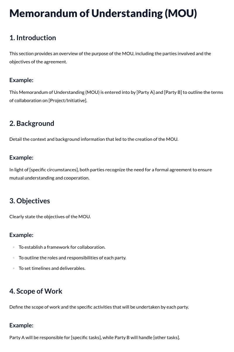 Memorandum of Understanding (MOU) Template