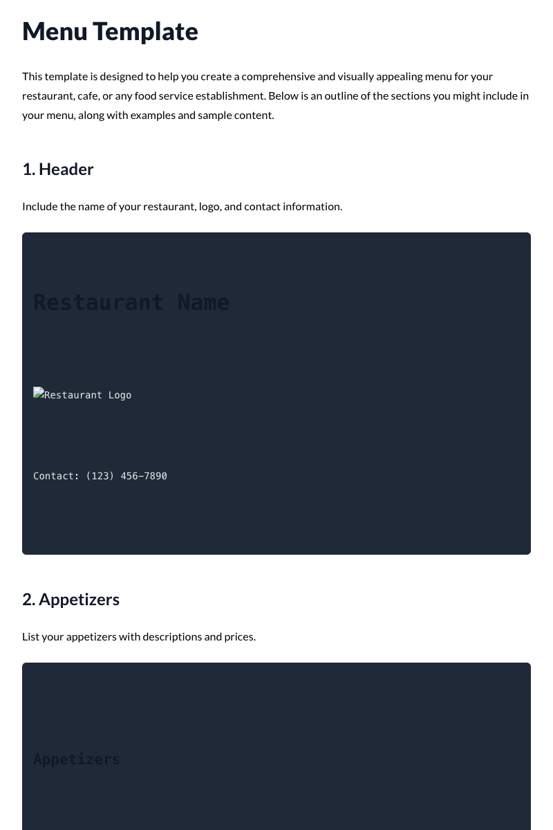 Menu Template
