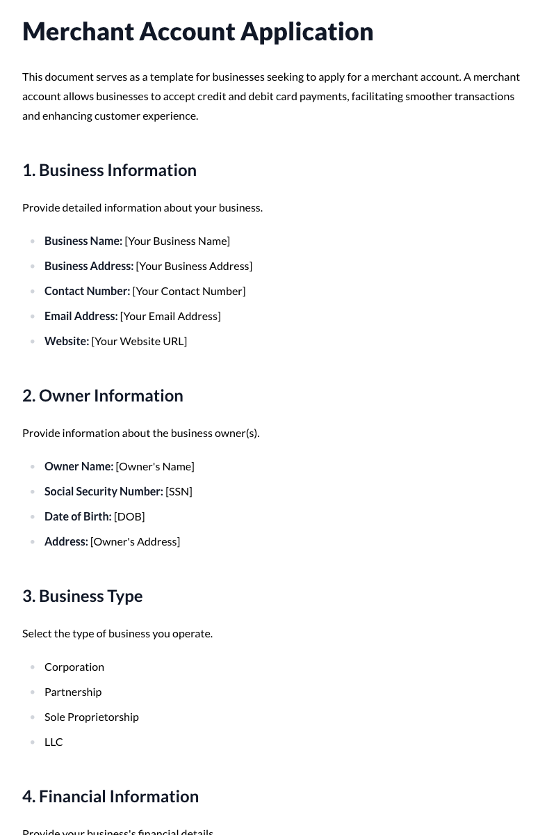 Merchant Account Applications